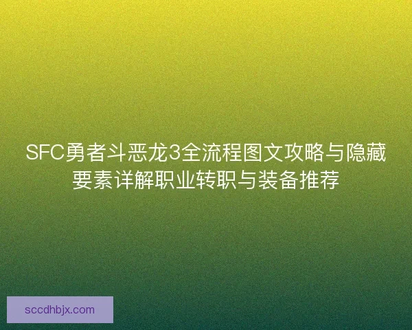 SFC勇者斗恶龙3全流程图文攻略与隐藏要素详解职业转职与装备推荐